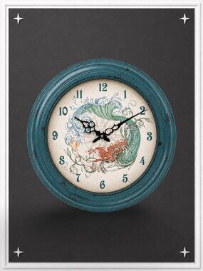 🧜♀️Sea Life Coastal Metal Wall Clock by Rightside Design